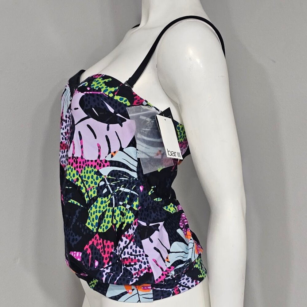 Bar III Paradise Palms Convertible Tropical-Print Tankini Top - Picture 3 of 9